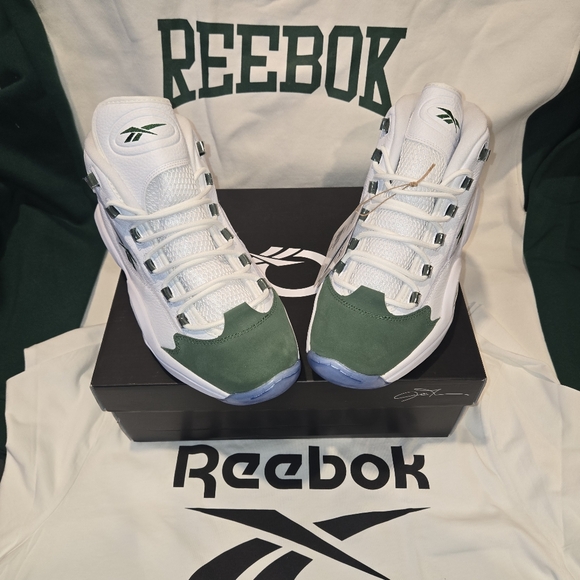 SOLD!! Mens Reebok Allen Iverson Question Mid Pine Green/White - Picture 2 of 10
